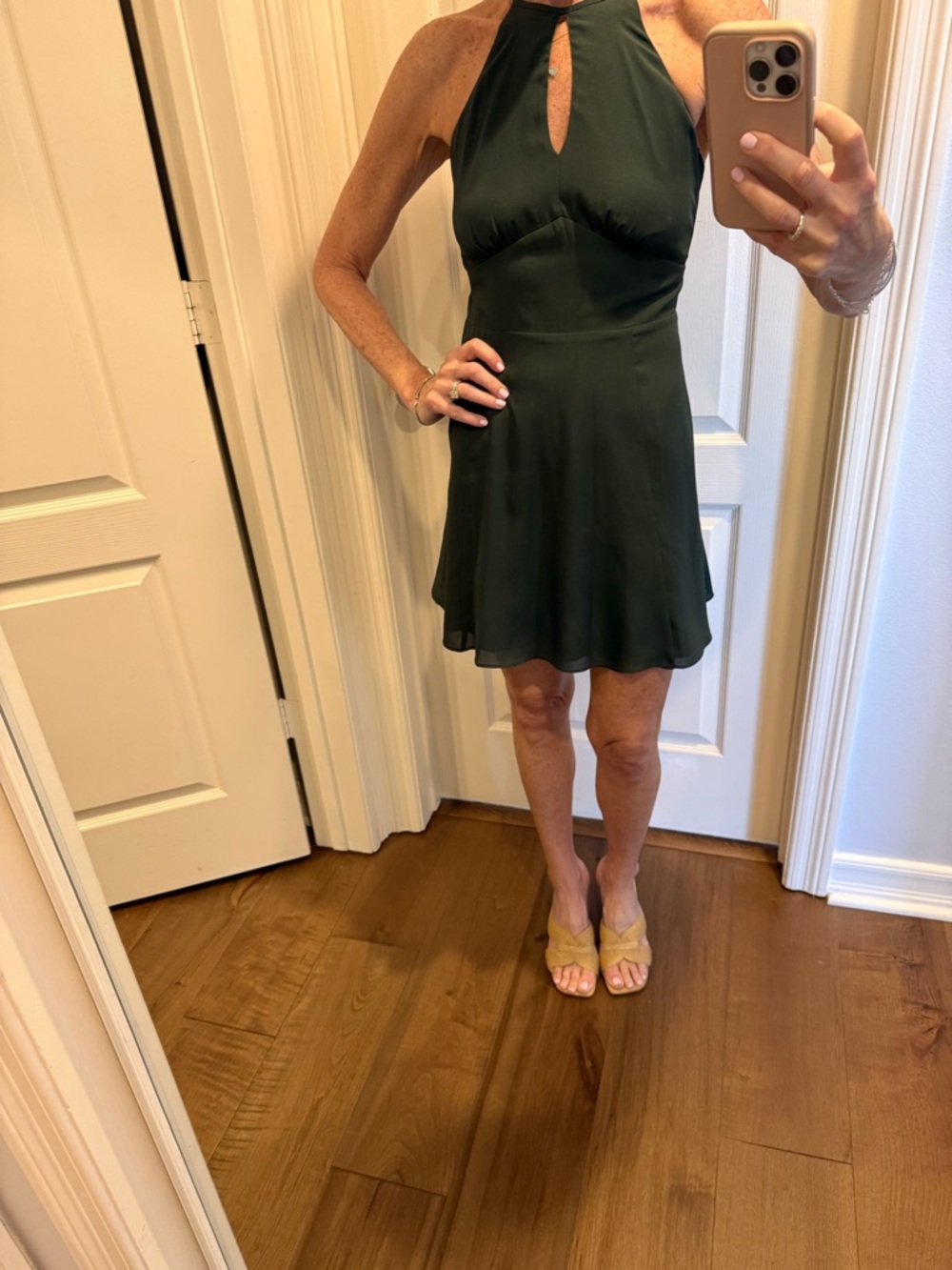Parker Forest Green Halter Mini Dress
